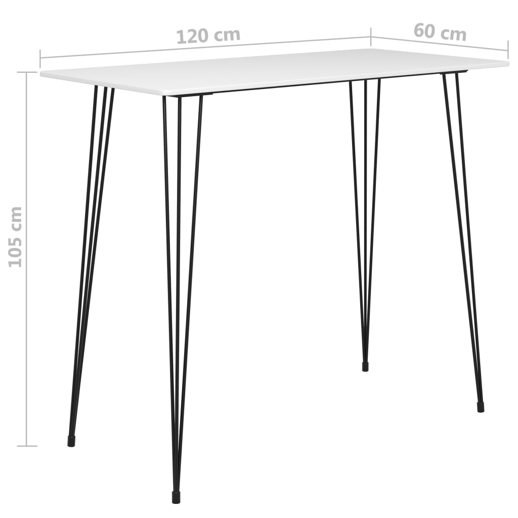 Baaripöytä valkoinen 120x60x105 cm