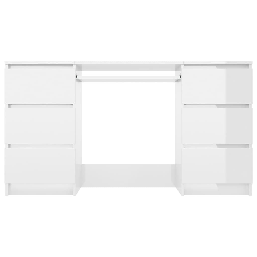 Kirjoituspöytä korkeakiilto valkoinen 140x50x77 cm lastulevy