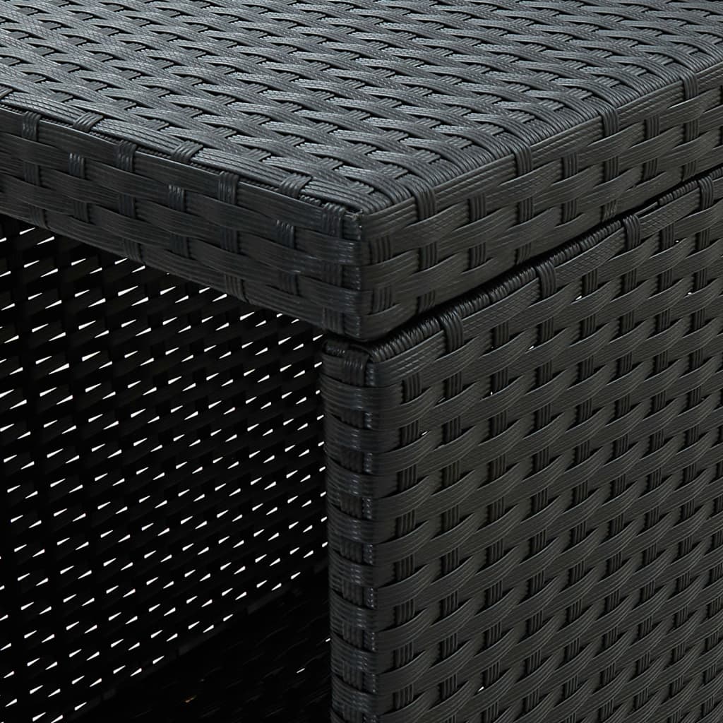 Baaripöytä säilytystelineellä musta 120x60x110 cm polyrottinki
