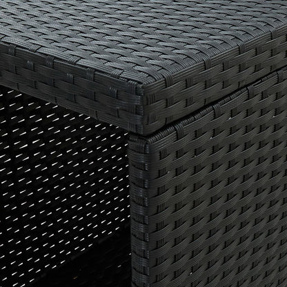 Baaripöytä säilytystelineellä musta 120x60x110 cm polyrottinki