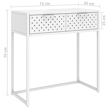 Konsolipöytä valkoinen 72x35x75 cm teräs