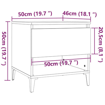 Sivupöydät 2 kpl korkeakiilto valk. 50x46x50 cm tekninen puu